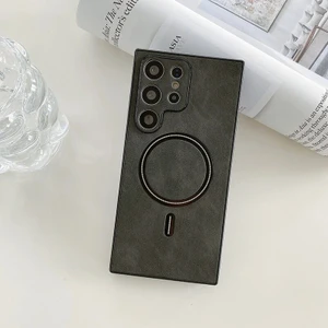 Samsung Galaxy S23 Ultra Retro Manyetik Emme Pu Cep Telefonu Kılıfı (Yurt Dışından)