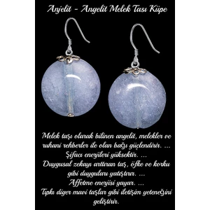 Tesbih Atölyesi Sertifikalı Anjelit Angelite Melek Taşı Doğal Taş Küpe