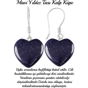 Tesbih Atölyesi Sertifikalı Kalp Kesim Mavi Yıldız Taşı Doğal Taş Küpe