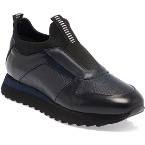 Lacivert Deri-Tekstil Erkek Sneaker - E23S1AY56354-A31