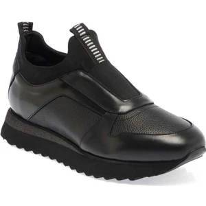 Siyah Deri-Tekstil Erkek Sneaker - E23S1AY56354-A23