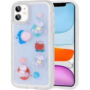 Case 4u Apple iPhone 11 Kabartma Figürlü Parlak Minimini Silikon Kılıf Mor