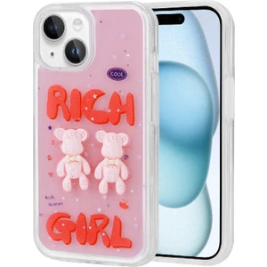 Case 4u Apple iPhone 13 Kabartma Figürlü Parlak Minimini Silikon Kılıf Kırmızı