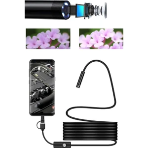 Yeni Nesil Su Geçirmez Endoskop Yılan Video Kamera Led'li 5 Metre 7 mm Sert Kablo