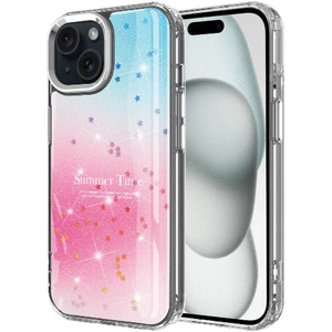 Case 4u Apple iPhone 15 Simli Desenli Parlak Silikon Task Kılıf Pembe
