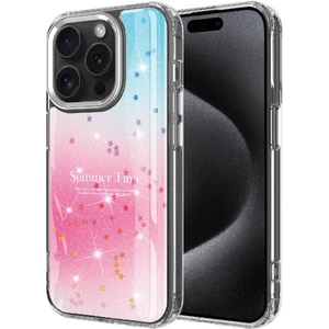 Case 4u Apple iPhone 15 Pro Max Simli Desenli Parlak Silikon Task Kılıf Pembe