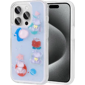 Case 4u Apple iPhone 15 Pro Max Kabartma Figürlü Parlak Minimini Silikon Kılıf Mor