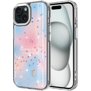 Case 4u Apple iPhone 15 Plus Simli Desenli Parlak Silikon Task Kılıf Mavi