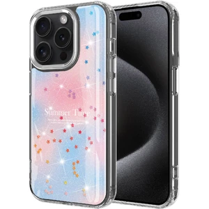 Case 4u Apple iPhone 15 Pro Max Simli Desenli Parlak Silikon Task Kılıf Mavi