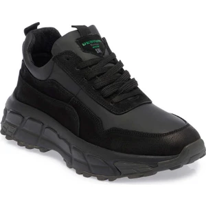 Siyah Hakiki Deri Erkek Sneaker - E23S1AY56387-A23