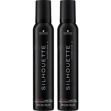 Silhouette Süper Tutucu Köpük 200 ml 2 Adet Saçlar İçin Invisible Hold Etkili Profesyonel
