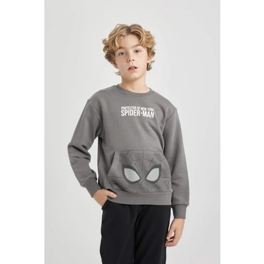 DeFacto Erkek Çocuk Marvel Spiderman Bisiklet Yaka Sweatshirt