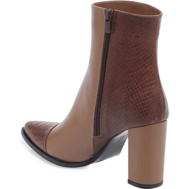 Tergan Kahve Hakiki Deri Kadın Klasik Bot Fiyatı