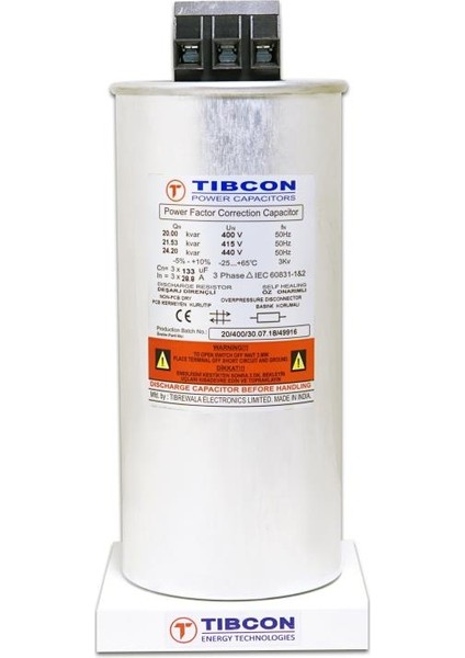 TİBCON 20KVAR 400V TRİFAZE SİLİNDİR TİP KONDANSATÖR