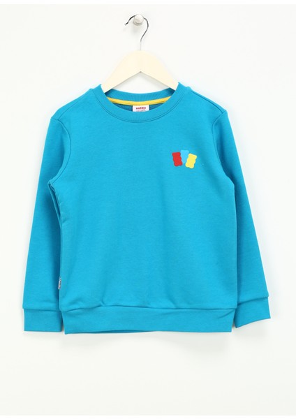 Kabartma Erkek Çocuk Turkuaz Sweatshırt HRBTXT300 Haribo Çocuk Sweatshirt fiyatları