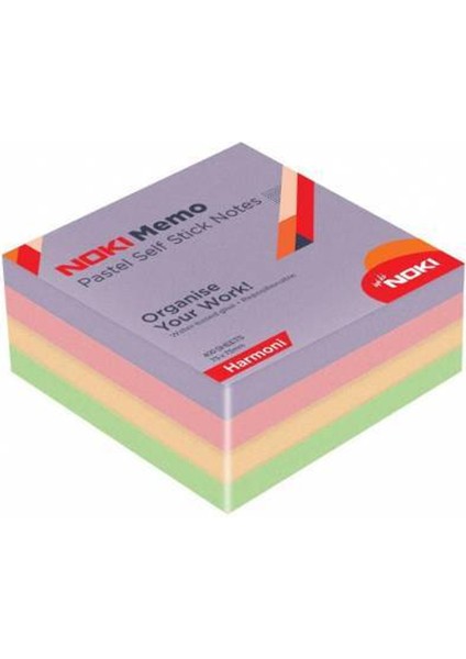 Yapışkanlı Küp Not 75 x 75 400 Yaprak Pastel Harmoni