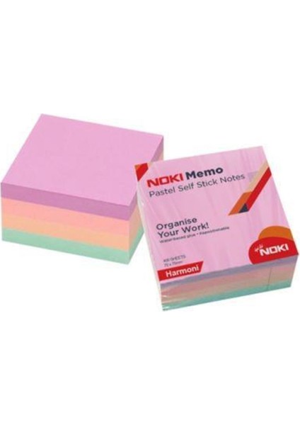 Yapışkanlı Küp Not 75 x 75 400 Yaprak Pastel Harmoni