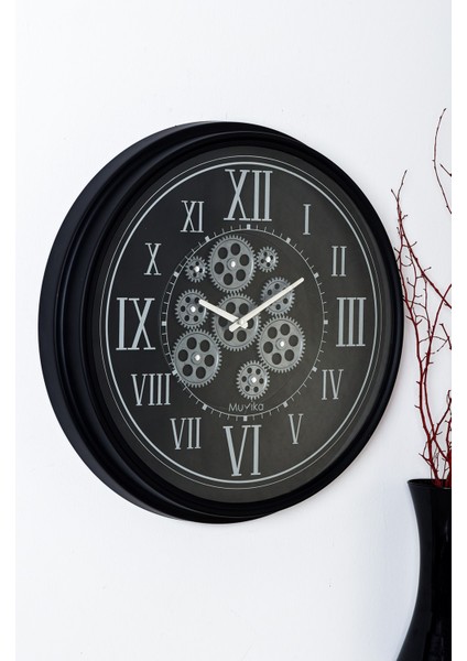 Muyika Perfetto Attivo Hareketli Çarklı 55x55cm Sessiz Mekanizmalı Siyah Duvar Saati Mds-P fiyatları