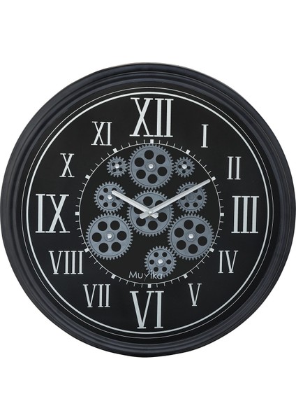 Muyika Perfetto Attivo Hareketli Çarklı 55x55cm Sessiz Mekanizmalı Siyah Duvar Saati Mds-P modelleri