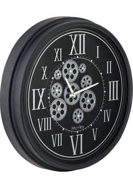 Muyika Perfetto Attivo Hareketli Çarklı 55x55cm Sessiz Mekanizmalı Siyah Duvar Saati Mds-P fırsatları