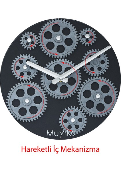 Muyika Perfetto Attivo Hareketli Çarklı 55x55cm Sessiz Mekanizmalı Siyah Duvar Saati Mds-P indirimleri