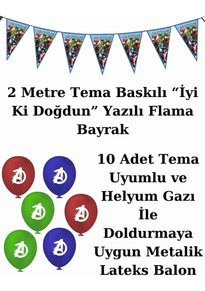 Yenilmezler  Bayraklı Ve Afişli 8 Kişilik Doğum Günü Parti Malzemeleri Süsleri Seti Mxst