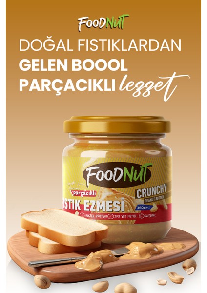 Parçacıklı Fıstık Ezmesi - Doğal Şekerli 350 gr Parçacıklı Yer Fıstığı Ezmesi