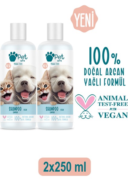 Kediler ve Köpekler İçin Şampuan Okyanus 2X250 ml 100% Doğal Argan Yağlı