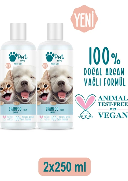 Pet Love Kediler ve Köpekler İçin Şampuan Okyanus 2X250 ml 100% Doğal Argan Yağlı