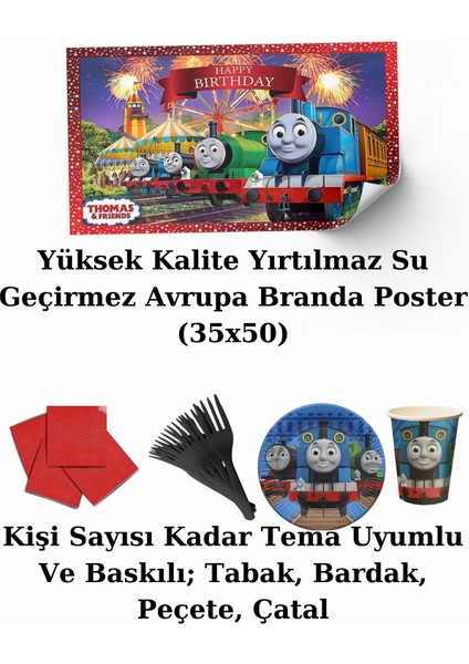 Thomas Tren Ve Arkadaşları Afişli 32 Kişilik Doğum Günü Parti Malzemeleri Süsleri Seti Lxst