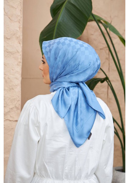 Dama Jakarlı Eşarp Indigo Mavi 9900-01