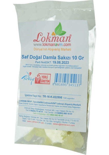 Damla Sakızı Saf Doğal 10 gr Paket Byr [byrtek]