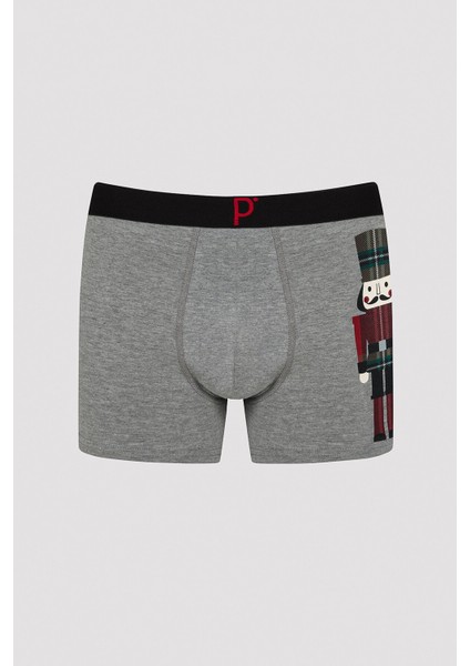 Erkek New Year Gri Melanj Boxer