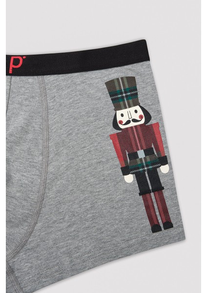 Erkek New Year Gri Melanj Boxer