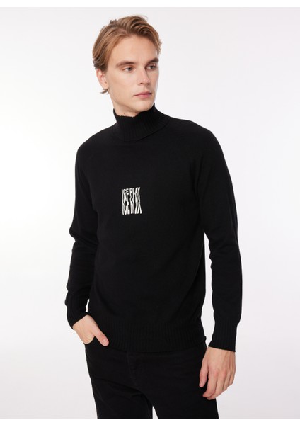 Balıkçı Yaka Normal Emprime Siyah Erkek Kazak 23IU1M0A0099013_MAGLIA Lupetto fiyatları