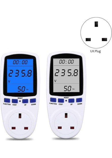 Sayaç Fişi Monitör Arka Işık LCD Ekran Kullanım Monitörü Tüketim Analizörü Gerilim Amper Birleşik Krallık Fişi (Yurt Dışından)