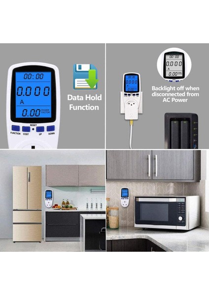 Sayaç Fişi Monitör Arka Işık LCD Ekran Kullanım Monitörü Tüketim Analizörü Gerilim Amper Birleşik Krallık Fişi (Yurt Dışından) indirimleri