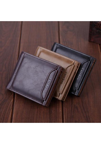 Yeni Erkek Cüzdanı Kısa Retro Avrupa ve Amerikan Büyük Kapasiteli Kart Çantası Yatay Cüzdan Dolar Klipsi Gelgit Adına Tek Parça (Yurt Dışından)