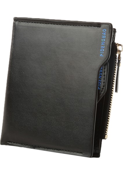 Erkek Kısa Dikey Suni Deri Cüzdan Bifold Kart Para Çok Yuvalı Debriyaj Çanta (Yurt Dışından)