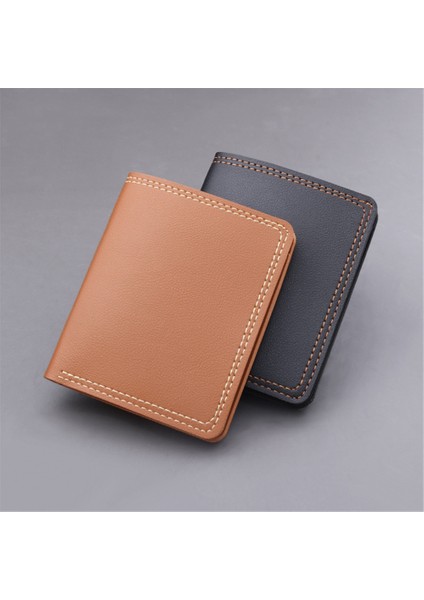 Moda Erkek Kart Sahibinin Kısa Cüzdan Ince Kimlik Kartı Tutucu Pu Deri Bozuk Para Cüzdanı Değişim Para Kesesi Günlük Saklama Çantası Küçük Cüzdan (Yurt Dışından)