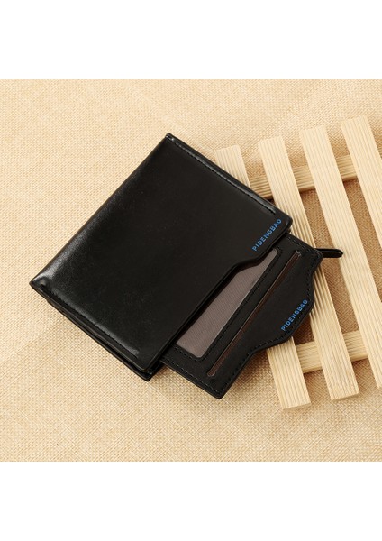 Erkek Kısa Dikey Suni Deri Cüzdan Bifold Kart Para Çok Yuvalı Debriyaj Çanta (Yurt Dışından)