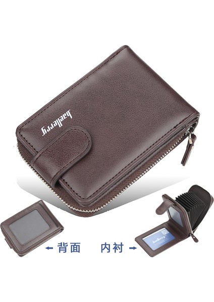 Baellerry Kart Çantası Erkek Avrupa ve Amerika Ehliyet Çok Fonksiyonlu Toka Bozuk Para Cüzdanı Gençlik Yatay Fermuarlı Org Çantası (Yurt Dışından) indirimleri