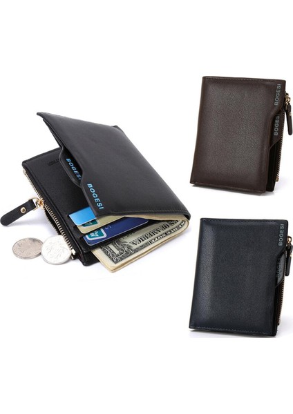 Erkek Cüzdan Pu Deri Kısa Bifold Çantalar Çok Fonksiyonlu Moda Para Çantası Fermuar Küçük Para Çantalar Debriyaj Para Klip Erkek Cüzdan (Yurt Dışından)