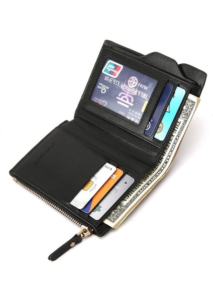 Erkek Cüzdan Pu Deri Kısa Bifold Çantalar Çok Fonksiyonlu Moda Para Çantası Fermuar Küçük Para Çantalar Debriyaj Para Klip Erkek Cüzdan (Yurt Dışından) fiyatları
