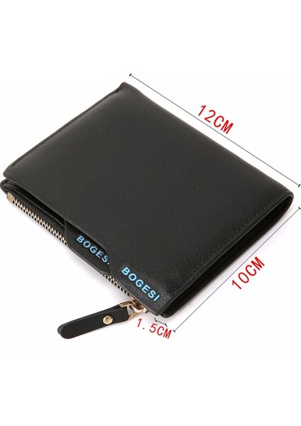 Erkek Cüzdan Pu Deri Kısa Bifold Çantalar Çok Fonksiyonlu Moda Para Çantası Fermuar Küçük Para Çantalar Debriyaj Para Klip Erkek Cüzdan (Yurt Dışından) indirimleri