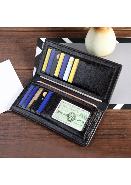 Lüks Yeni Erkek Kadın Bifold Uzun Cüzdan Moda Deri Düz Renk Çanta Unisex Para Çantası Erkek Kart Tutucu (Yurt Dışından) fırsatları