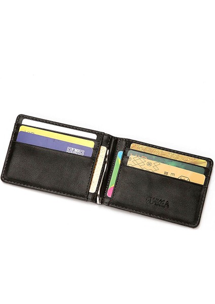 Unisex Rfid Cüzdan Ince Deri Cüzdan Para Klip Kadın Çanta Erkekler Metal Klip Iş Kimlik Kredi Kartı Kılıfları Seyahat Cüzdanı (Yurt Dışından) fırsatları