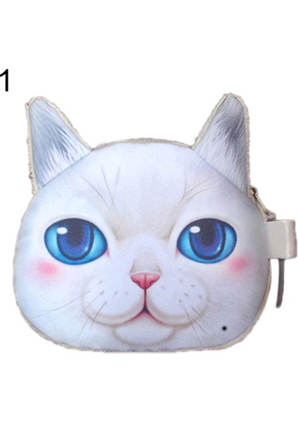 Komik Kedi Yüz Kafa Baskı Mini Para Çantası Cüzdan Çanta Fermuar Kese Çocuk Hediye (Yurt Dışından)