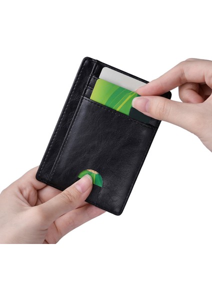 Jınbaolaı Rfid Erkek Cüzdan Küçük Deri Kredi Kartı Tutucu Iş Erkek Mini Cüzdan Bozuk Para Cüzdanı Kadın Siyah (Yurt Dışından)