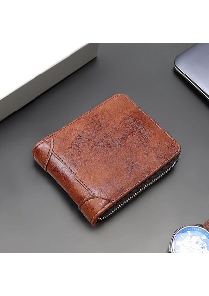 Erkekler Için Cüzdan Kısa Vintage Carteras Kısa Cüzdan Pu Deri Erkek Billetera Hombre Lüks Küçük Fermuar Paraları Çanta Cartera Hombr (Yurt Dışından) modelleri